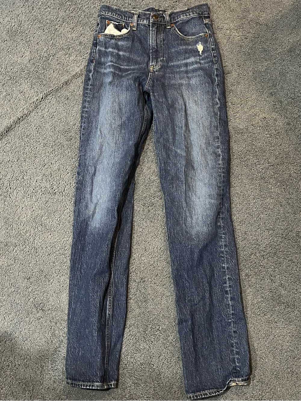 Gap Denim Sky High Straight Jeans Medium Indigo Blue 27 4T Tall